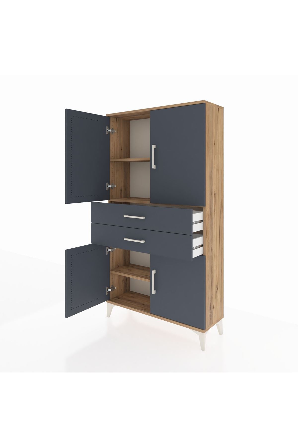 Arges Dolap 3 Raflı 2 Çekmeceli 4 Kapaklı 88x30x163 - S21M067V8A