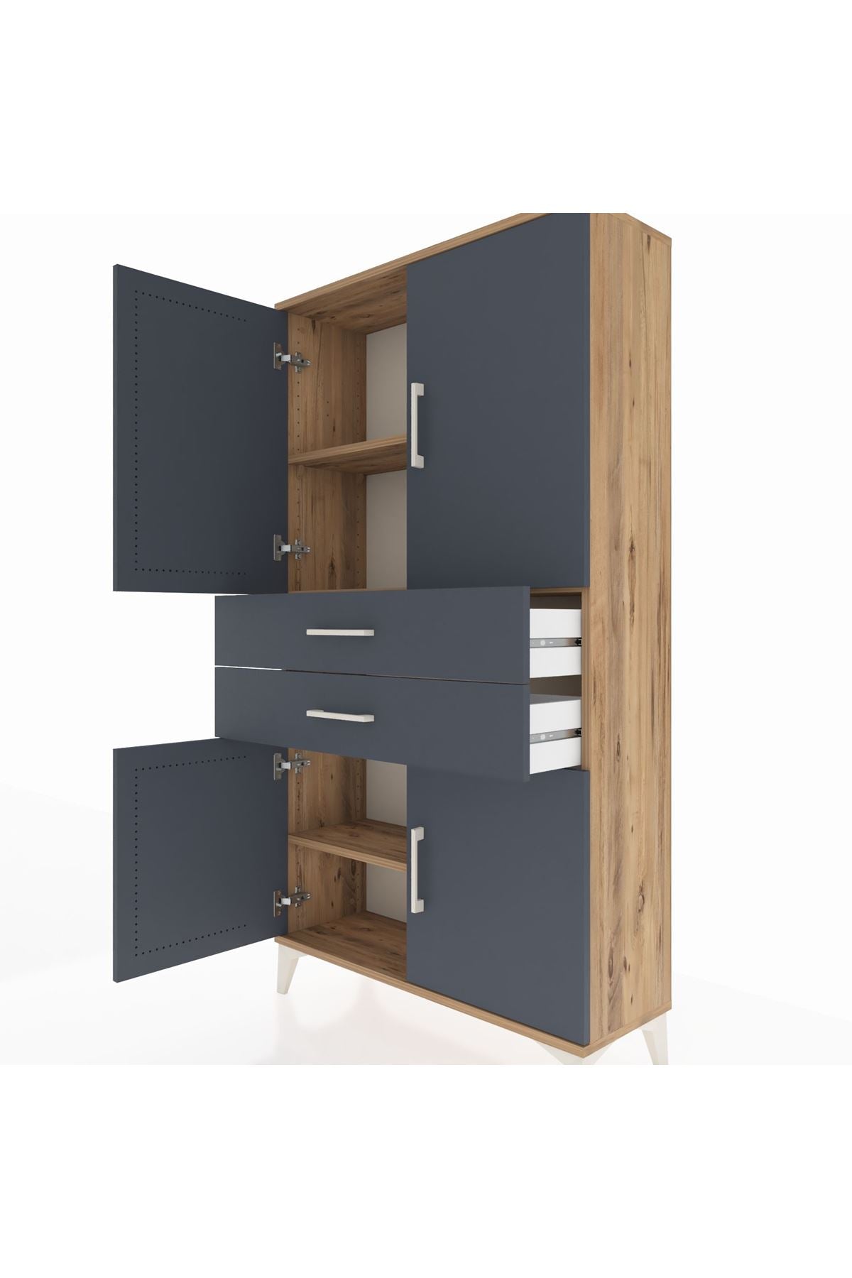 Arges Dolap 3 Raflı 2 Çekmeceli 4 Kapaklı 88x30x163 - S21M067V8A