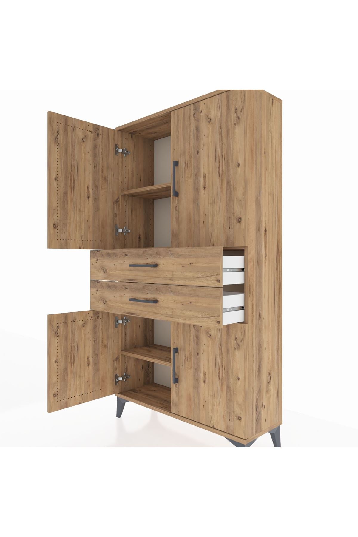Arges Dolap 3 Raflı 2 Çekmeceli 4 Kapaklı 88x30x163 - S21M067V9A