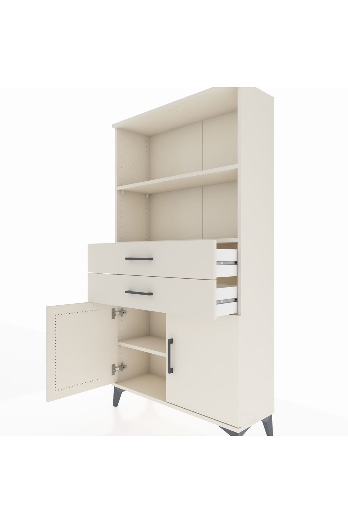 Arges Dolap 3 Raflı 2 Çekmeceli 2 Kapaklı 88x30x163 - S21M068V1A