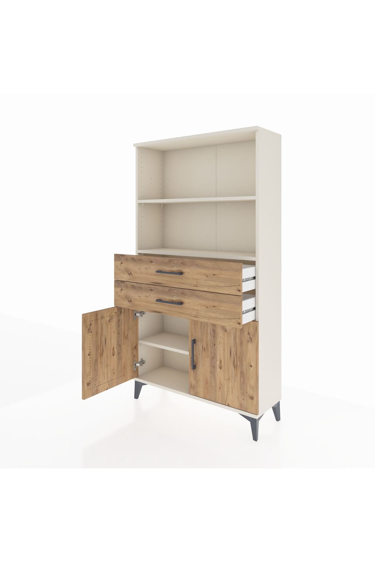 Arges Dolap 3 Raflı 2 Çekmeceli 2 Kapaklı 88x30x163 - S21M068V3A