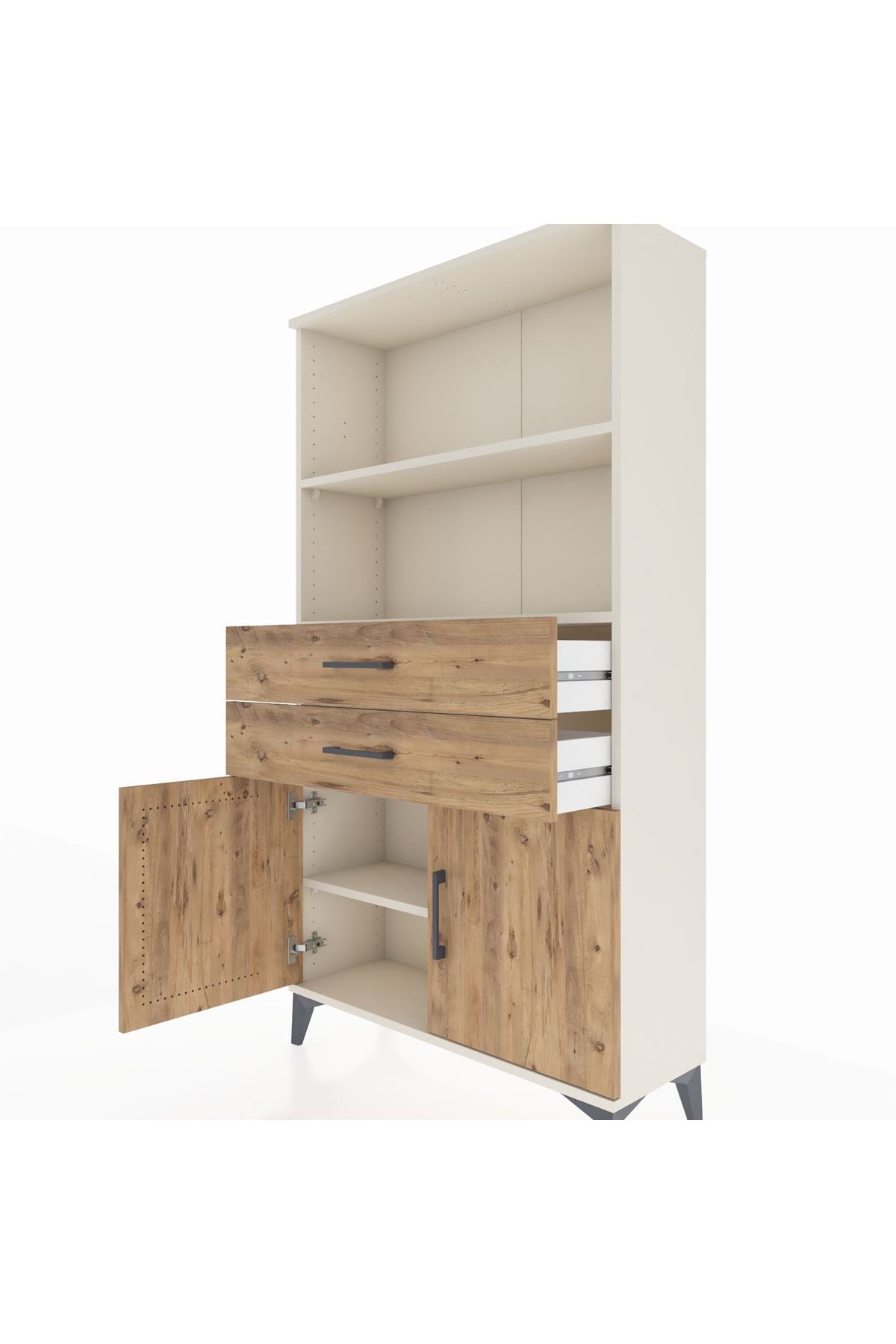 Arges Dolap 3 Raflı 2 Çekmeceli 2 Kapaklı 88x30x163 - S21M068V3A