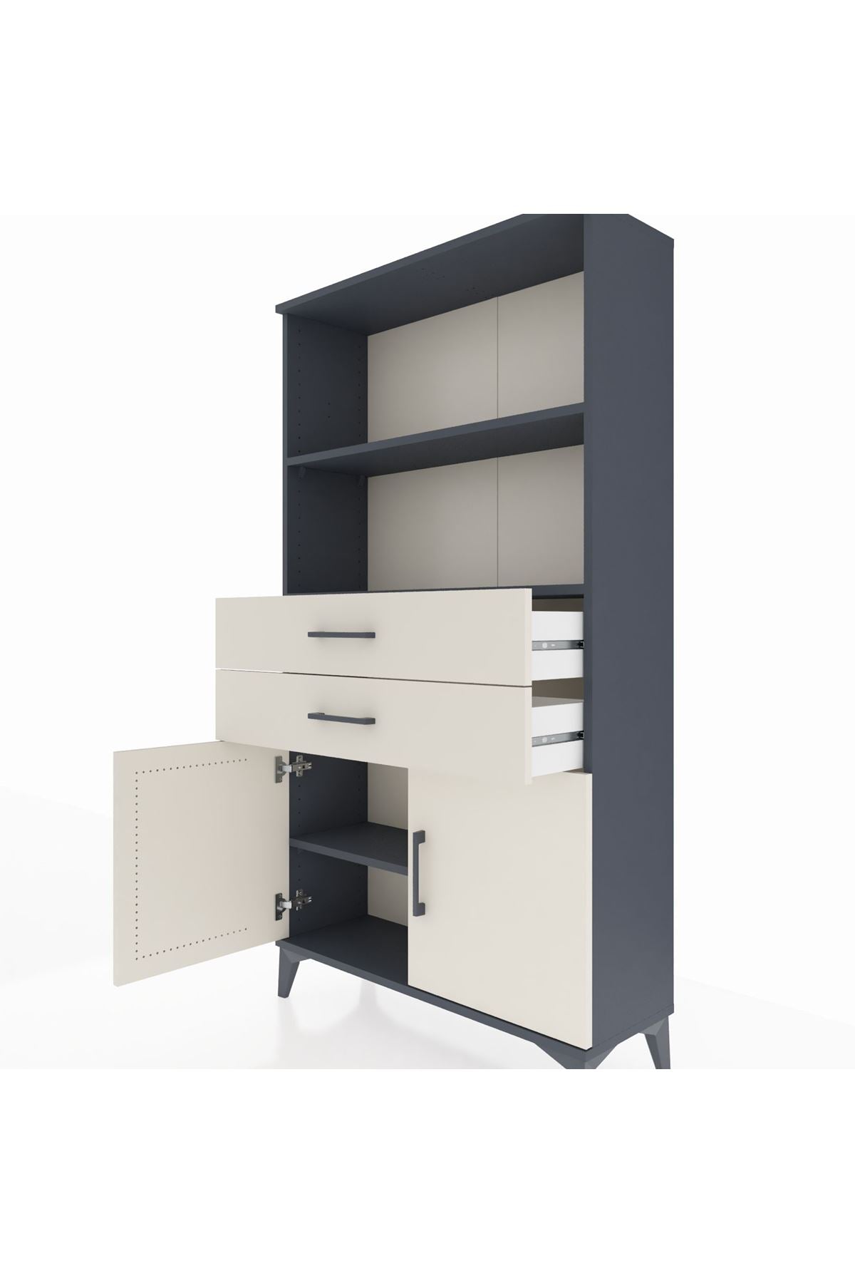 Arges Dolap 3 Raflı 2 Çekmeceli 2 Kapaklı 88x30x163 - S21M068V4A
