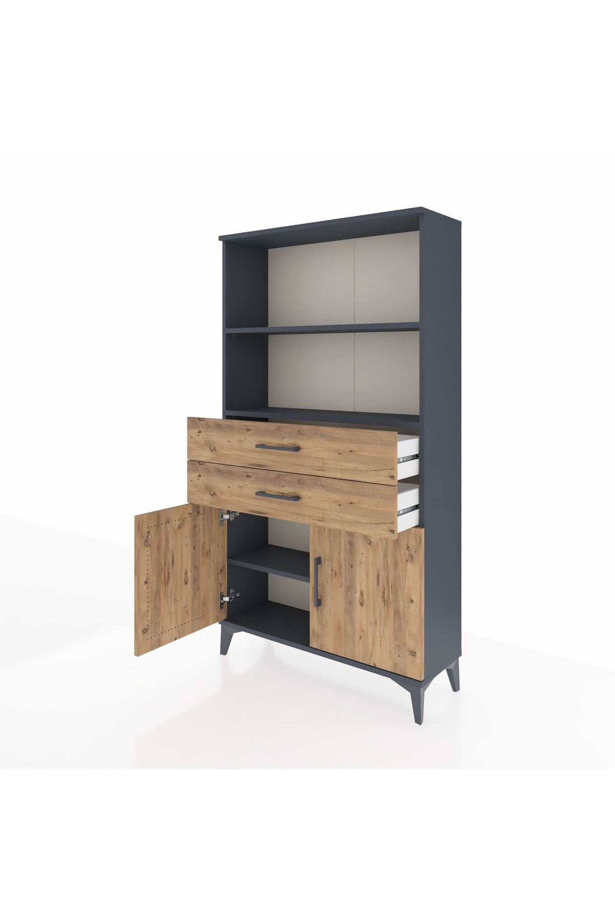 Arges Dolap 3 Raflı 2 Çekmeceli 2 Kapaklı 88x30x163 - S21M068V6A
