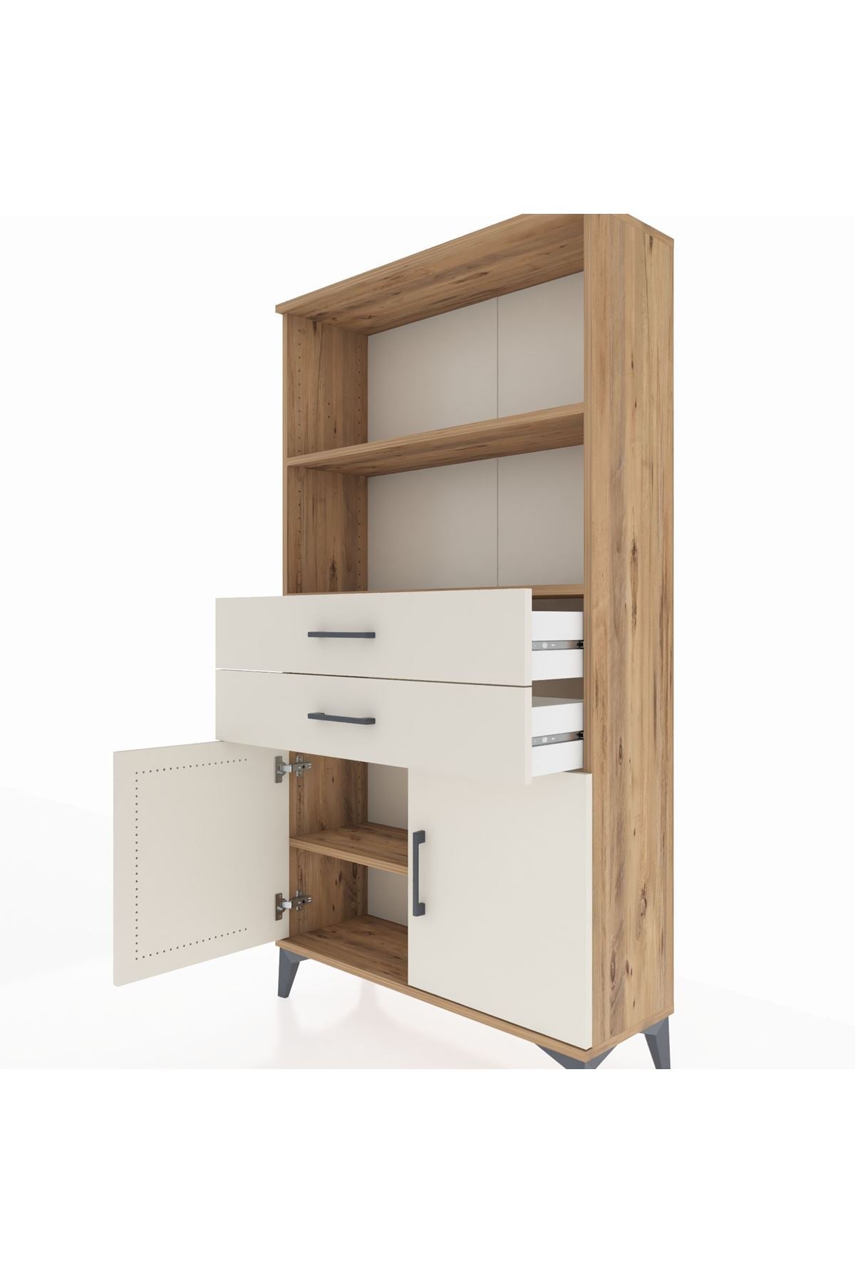 Arges Dolap 3 Raflı 2 Çekmeceli 2 Kapaklı 88x30x163 - S21M068V7A