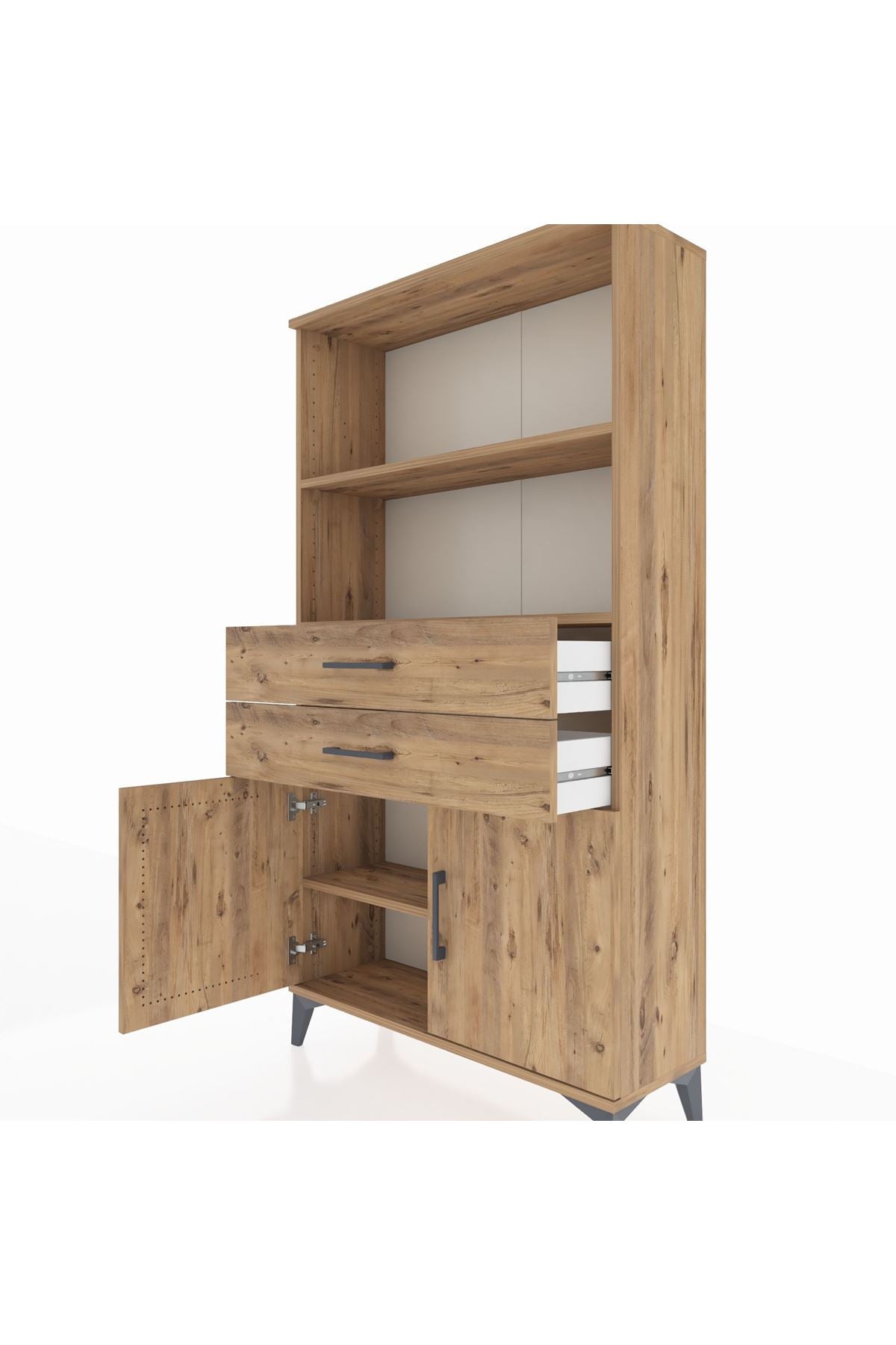 Arges Dolap 3 Raflı 2 Çekmeceli 2 Kapaklı 88x30x163 - S21M068V9A