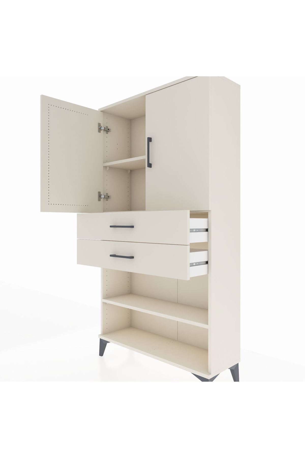 Arges Dolap 3 Raflı 2 Çekmeceli 2 Kapaklı 88x30x163 - S21M069V1A