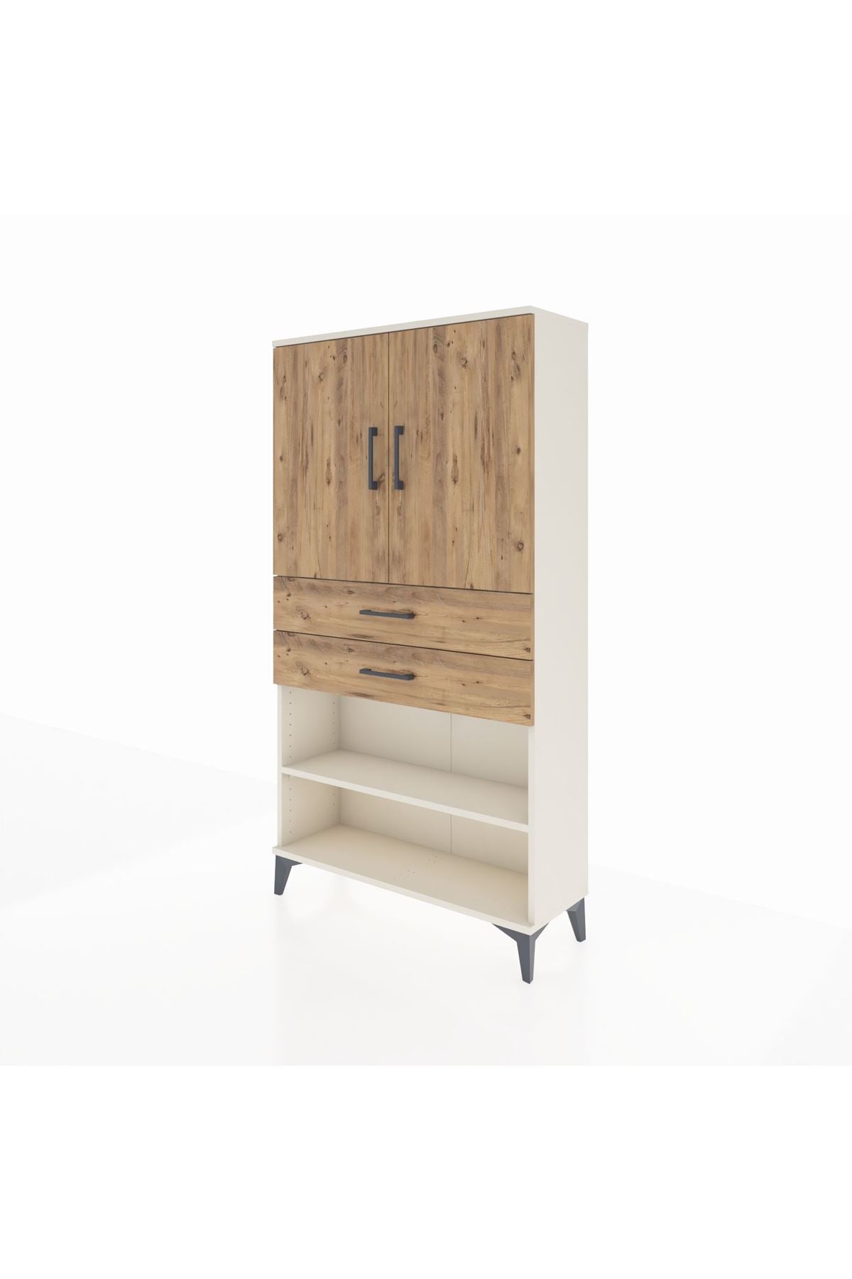 Arges Dolap 3 Raflı 2 Çekmeceli 2 Kapaklı 88x30x163 - S21M069V3A