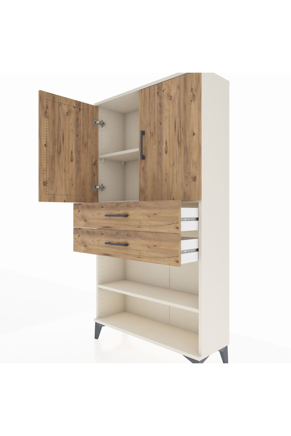 Arges Dolap 3 Raflı 2 Çekmeceli 2 Kapaklı 88x30x163 - S21M069V3A
