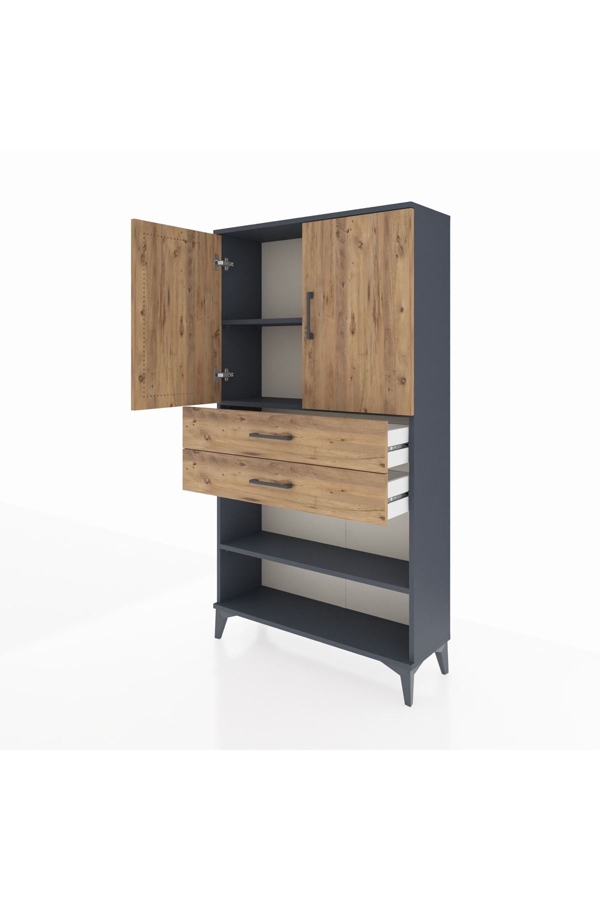 Arges Dolap 3 Raflı 2 Çekmeceli 2 Kapaklı 88x30x163 - S21M069V6A