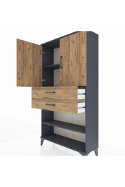 Arges Dolap 3 Raflı 2 Çekmeceli 2 Kapaklı 88x30x163 - S21M069V6A