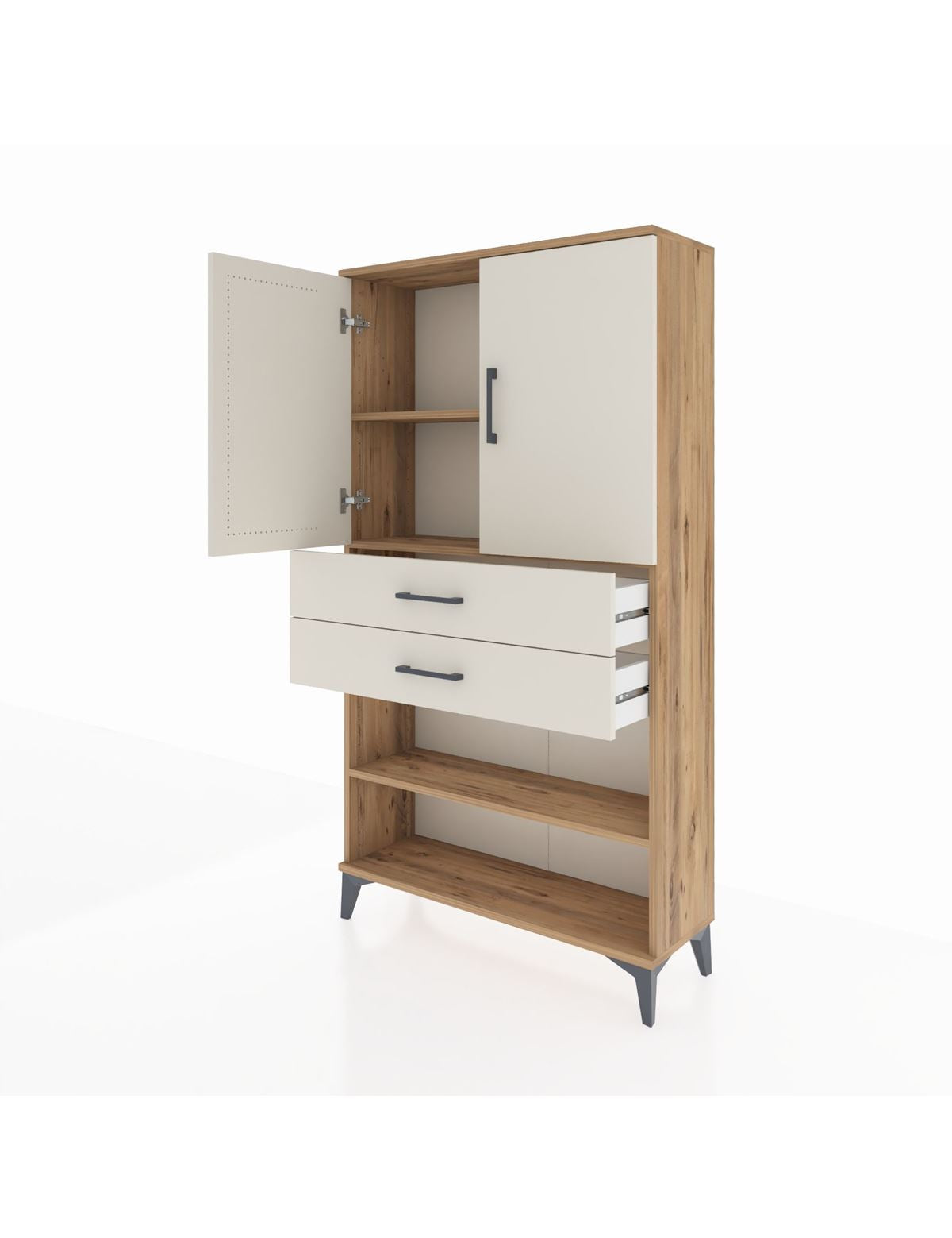 Arges Dolap 3 Raflı 2 Çekmeceli 2 Kapaklı 88x30x163 - S21M069V7A