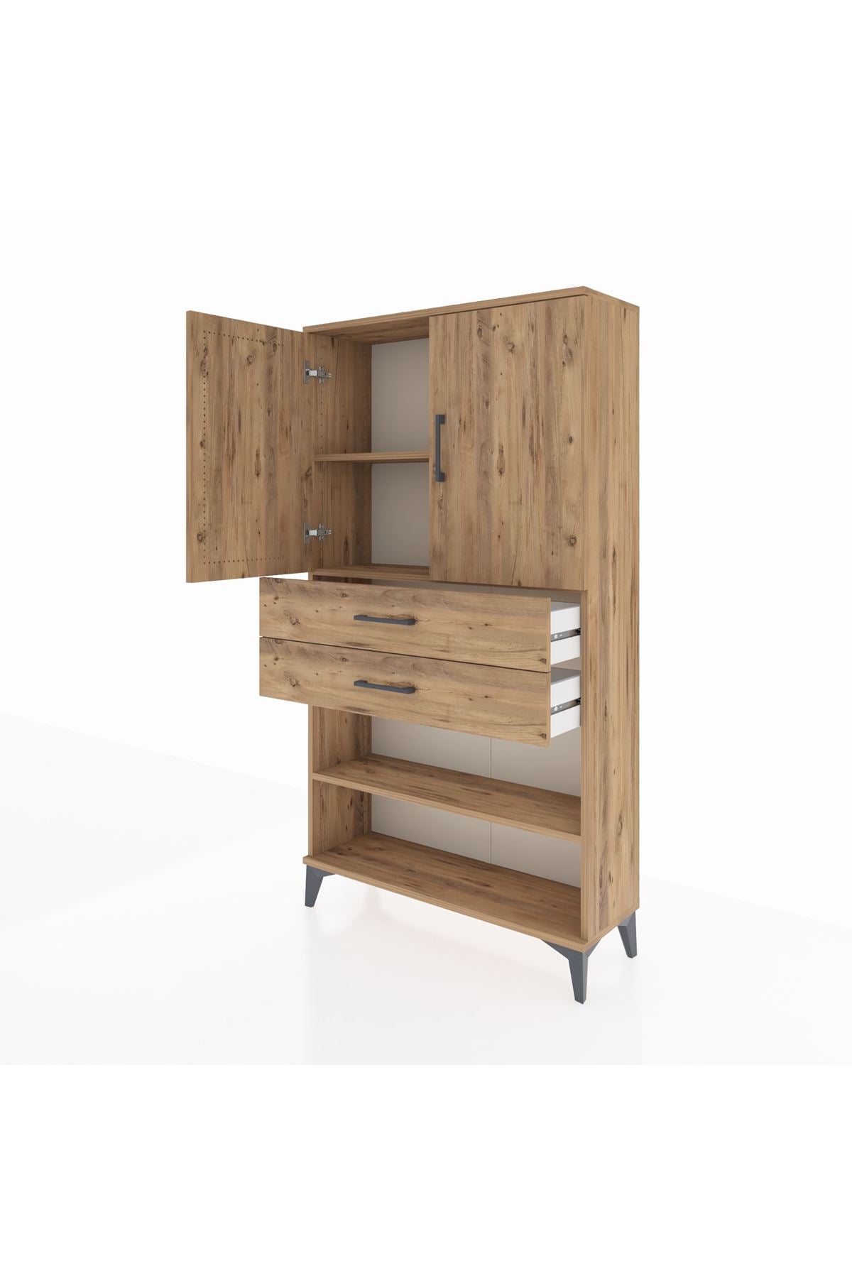 Arges Dolap 3 Raflı 2 Çekmeceli 2 Kapaklı 88x30x163 - S21M069V9A