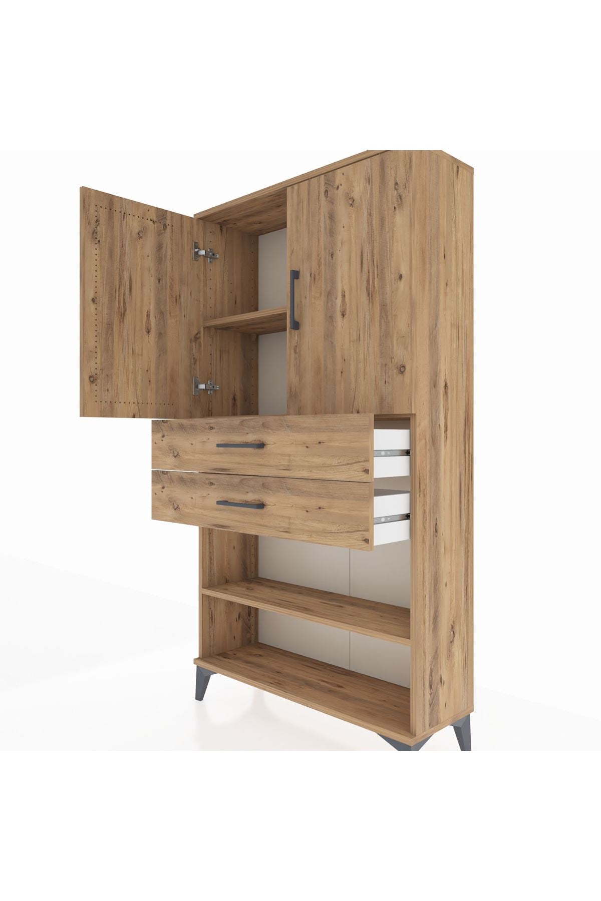 Arges Dolap 3 Raflı 2 Çekmeceli 2 Kapaklı 88x30x163 - S21M069V9A