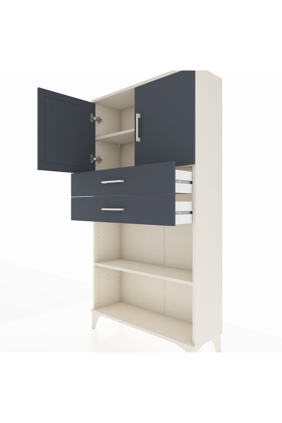 Arges Dolap 3 Raflı 2 Çekmeceli 2 Kapaklı 88x30x163 - S21M073V2A
