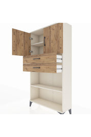 Arges Dolap 3 Raflı 2 Çekmeceli 2 Kapaklı 88x30x163 - S21M073V3A