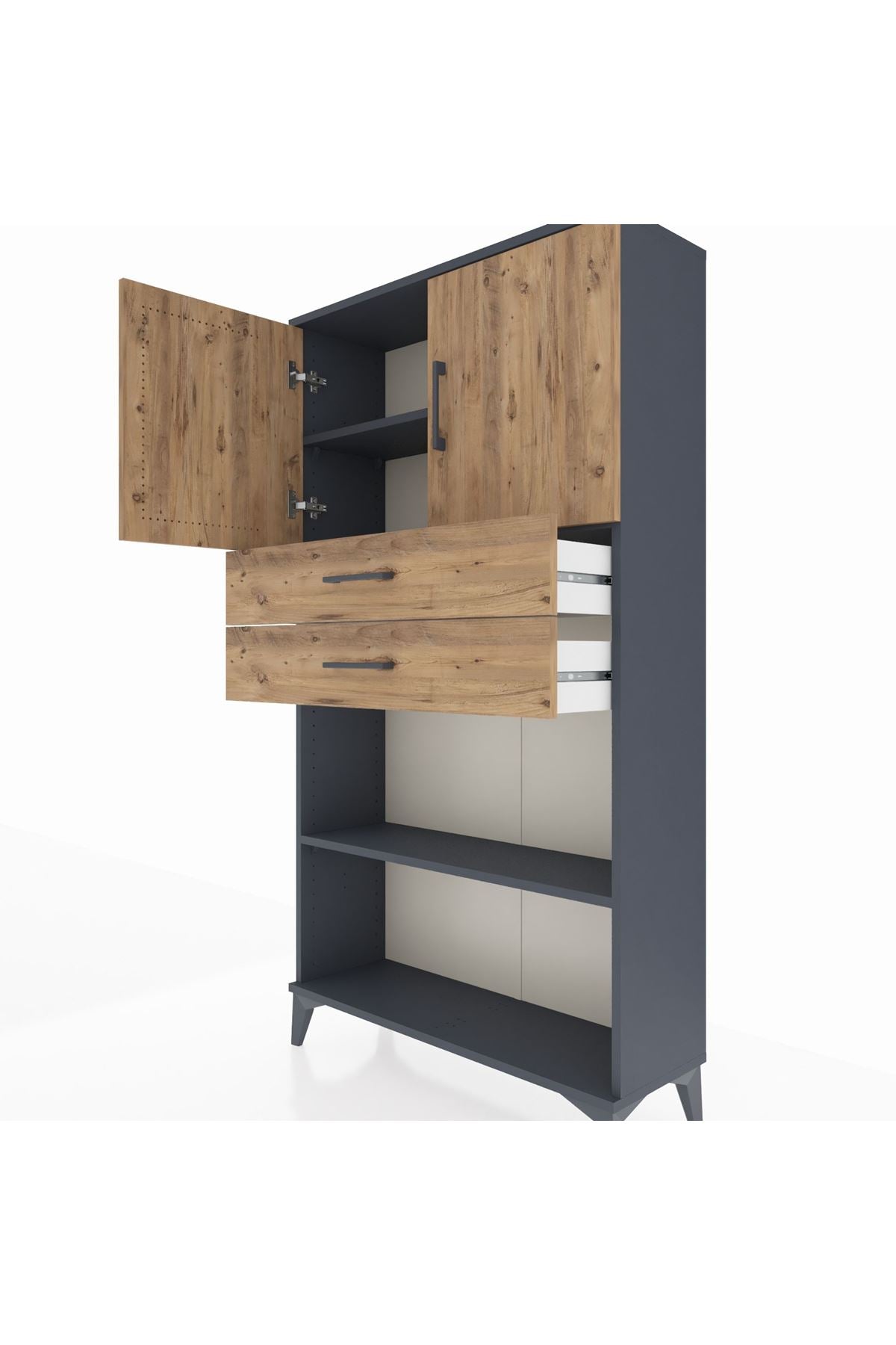 Arges Dolap 3 Raflı 2 Çekmeceli 2 Kapaklı 88x30x163 - S21M073V6A