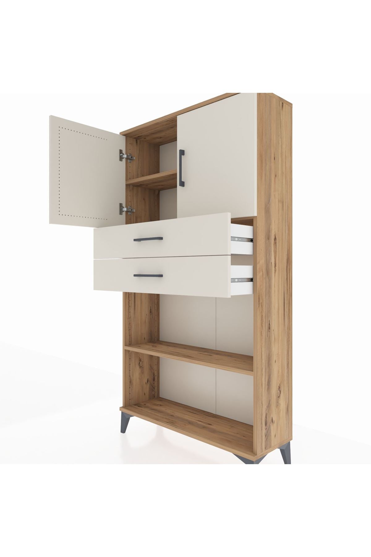Arges Dolap 3 Raflı 2 Çekmeceli 2 Kapaklı 88x30x163 - S21M073V7A