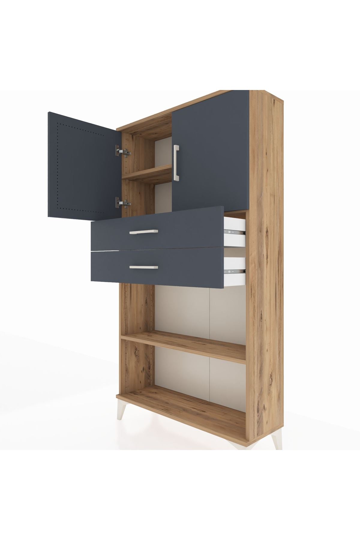 Arges Dolap 3 Raflı 2 Çekmeceli 2 Kapaklı 88x30x163 - S21M073V8A