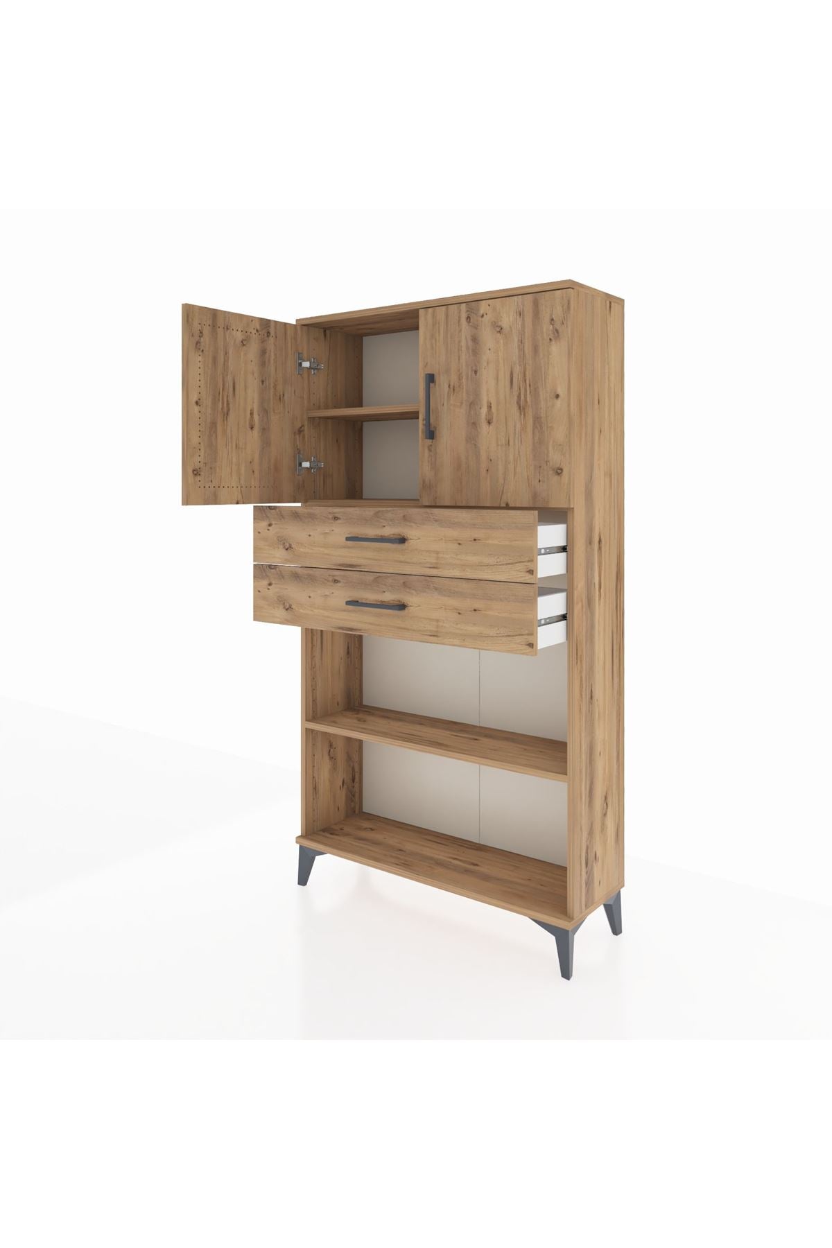 Arges Dolap 3 Raflı 2 Çekmeceli 2 Kapaklı 88x30x163 - S21M073V9A
