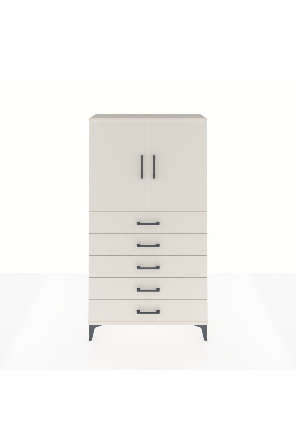 Arges Dolap 2 Raflı 5 Çekmeceli 2 Kapaklı 88x30x163 - S21M075V1A