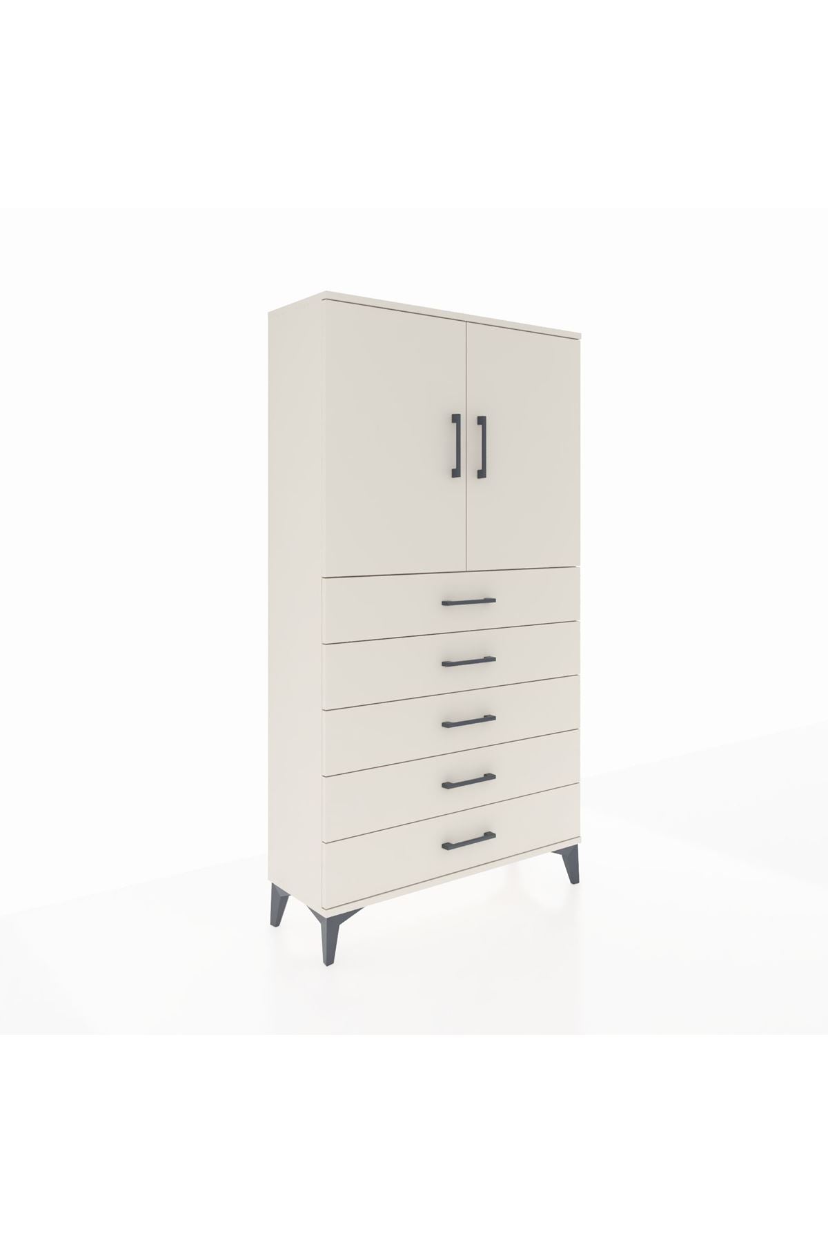 Arges Dolap 2 Raflı 5 Çekmeceli 2 Kapaklı 88x30x163 - S21M075V1A