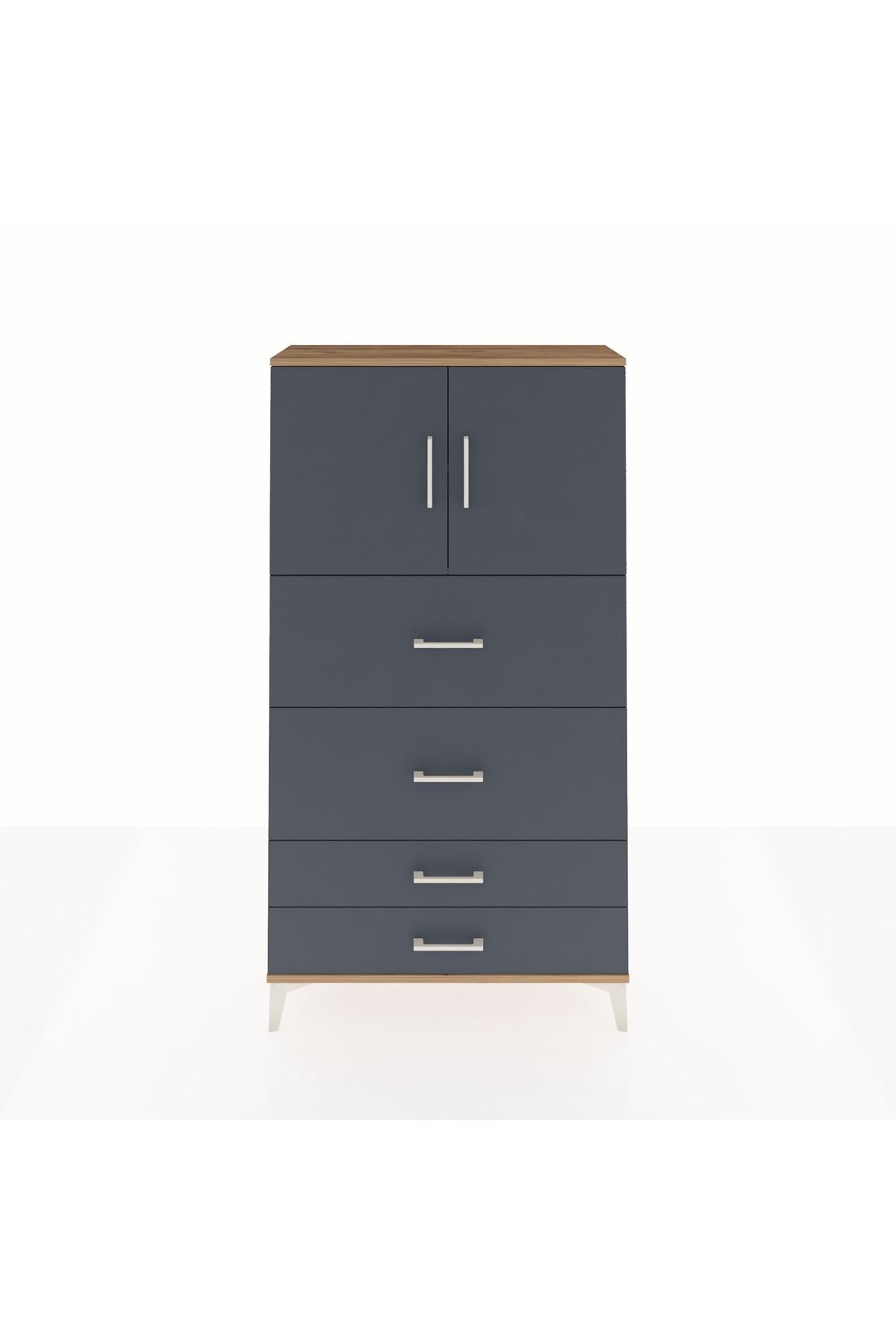 Arges Dolap 2 Raflı 4 Çekmeceli 2 Kapaklı 88x30x163 - S21M037V8A