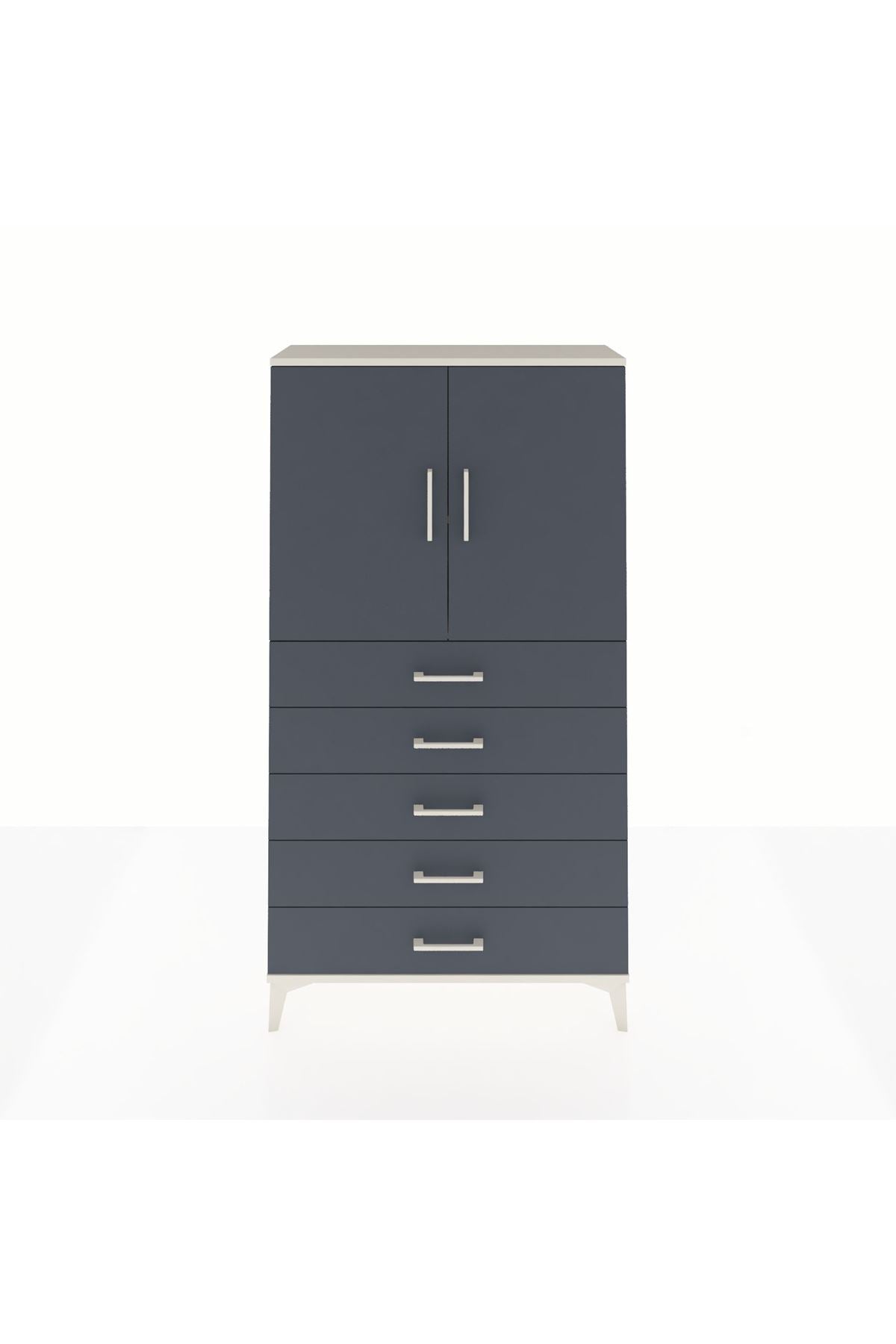 Arges Dolap 2 Raflı 5 Çekmeceli 2 Kapaklı 88x30x163 - S21M075V2A