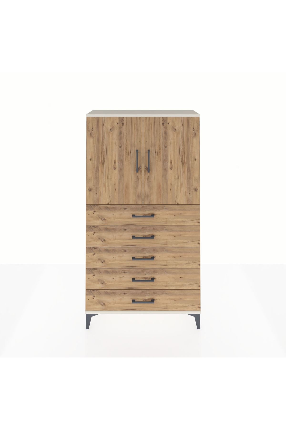 Arges Dolap 2 Raflı 5 Çekmeceli 2 Kapaklı 88x30x163 - S21M075V3A
