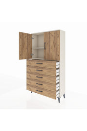 Arges Dolap 2 Raflı 5 Çekmeceli 2 Kapaklı 88x30x163 - S21M075V3A