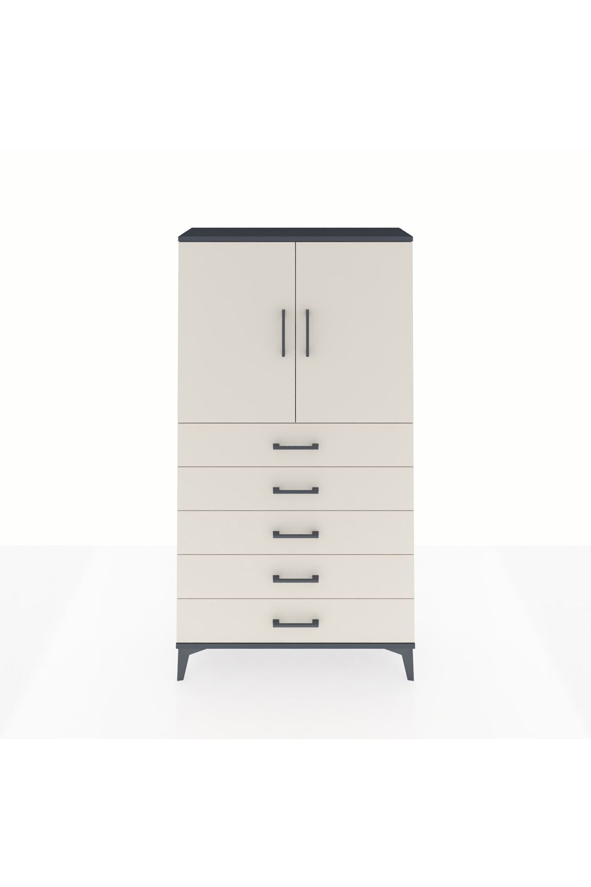 Arges Dolap 2 Raflı 5 Çekmeceli 2 Kapaklı 88x30x163 - S21M075V4A