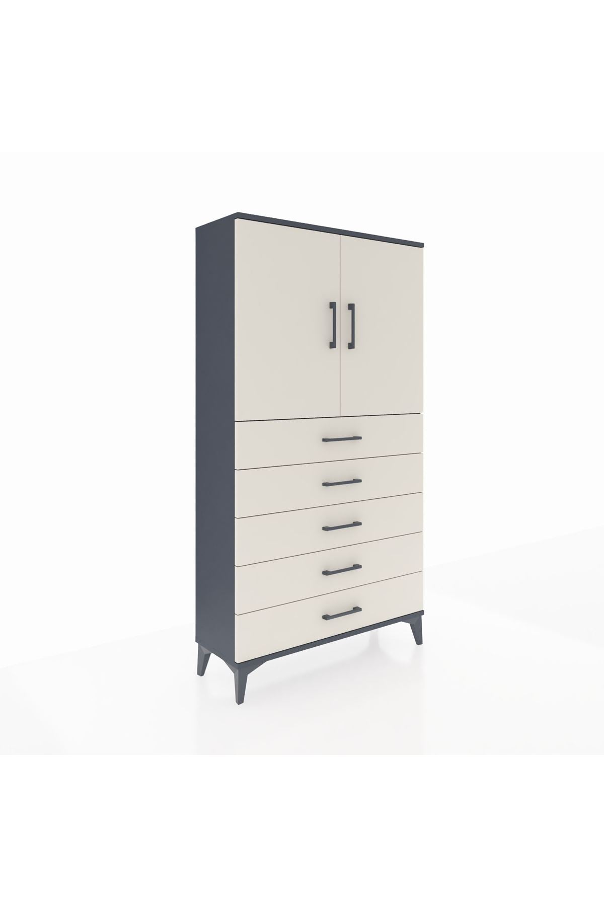 Arges Dolap 2 Raflı 5 Çekmeceli 2 Kapaklı 88x30x163 - S21M075V4A