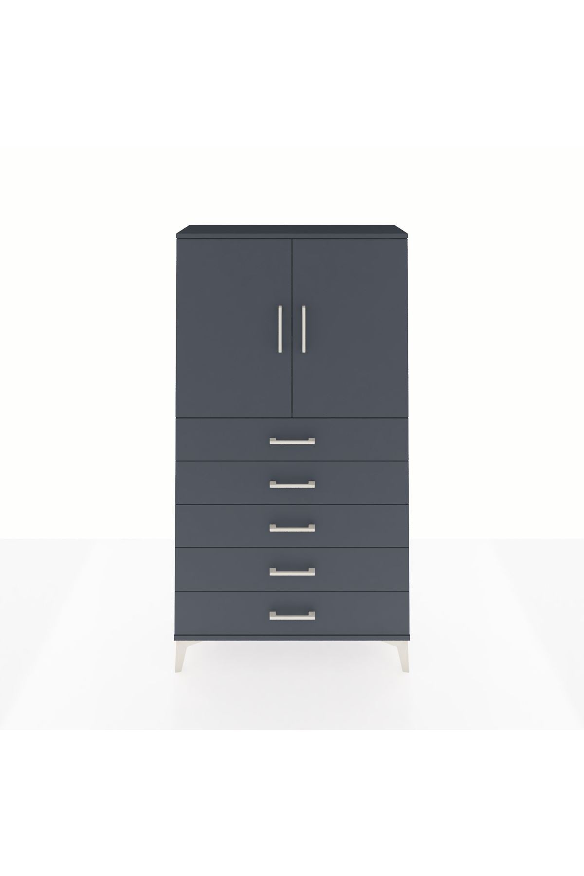 Arges Dolap 2 Raflı 5 Çekmeceli 2 Kapaklı 88x30x163 - S21M075V5A