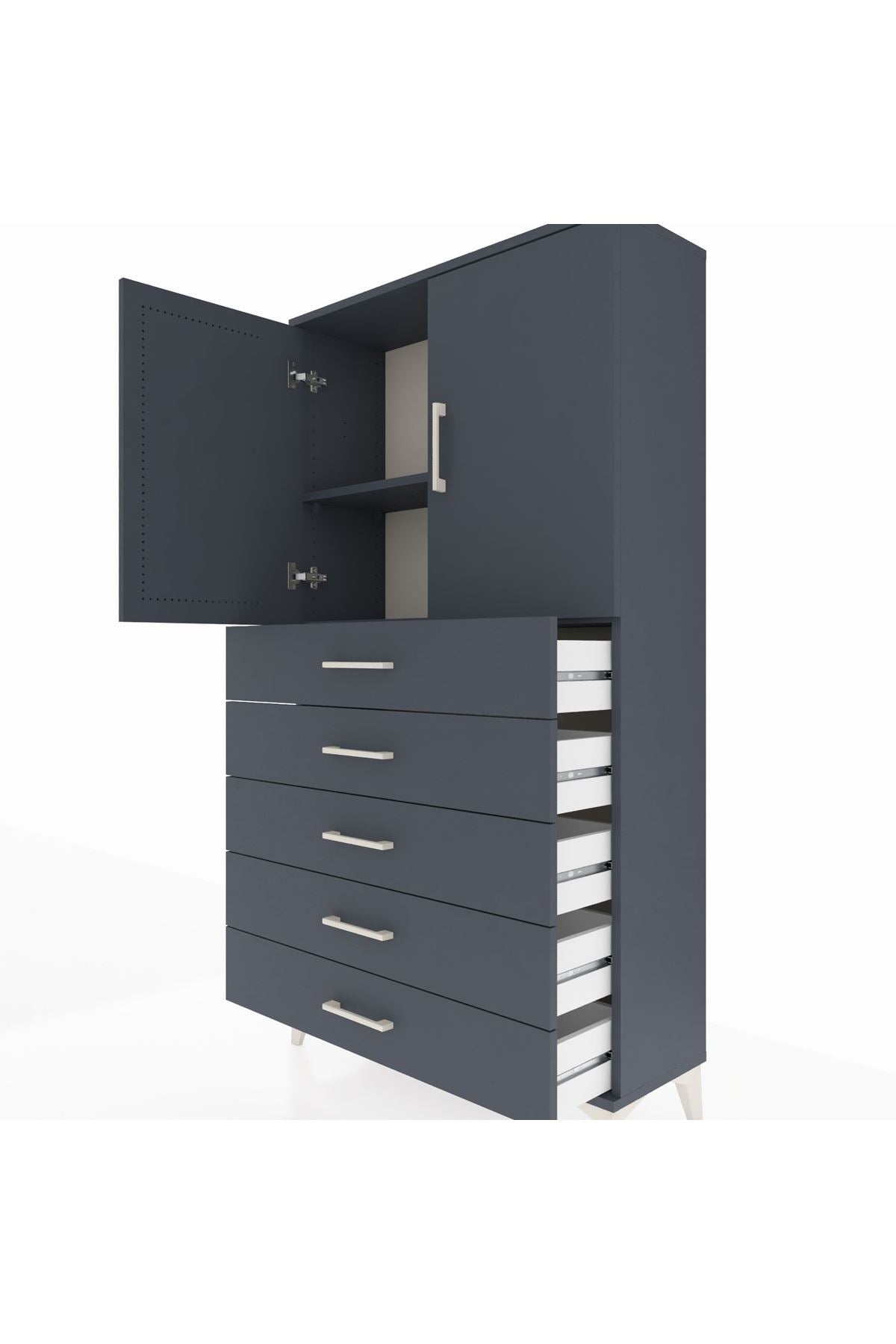 Arges Dolap 2 Raflı 5 Çekmeceli 2 Kapaklı 88x30x163 - S21M075V5A