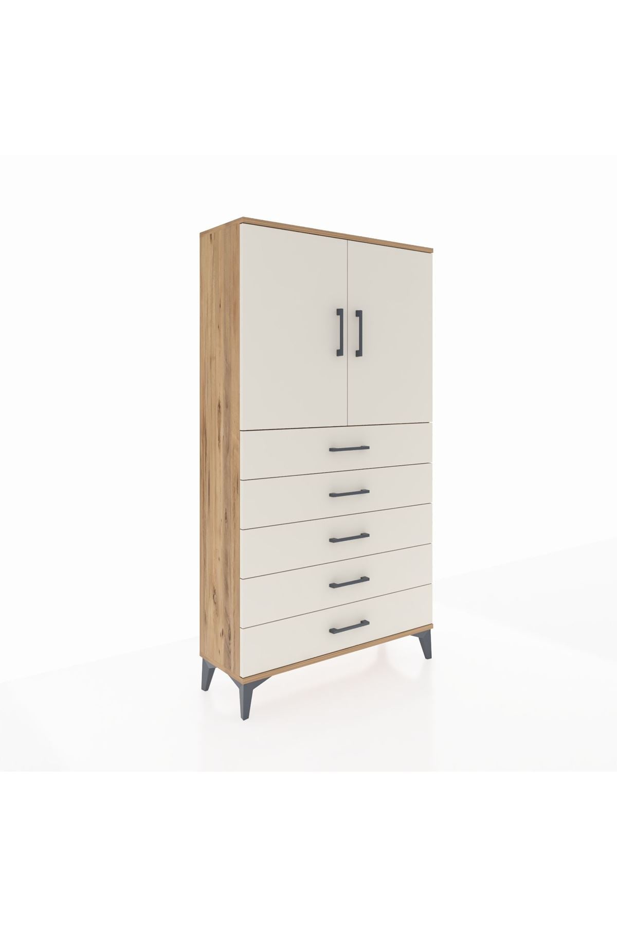 Arges Dolap 2 Raflı 5 Çekmeceli 2 Kapaklı 88x30x163 - S21M075V7A