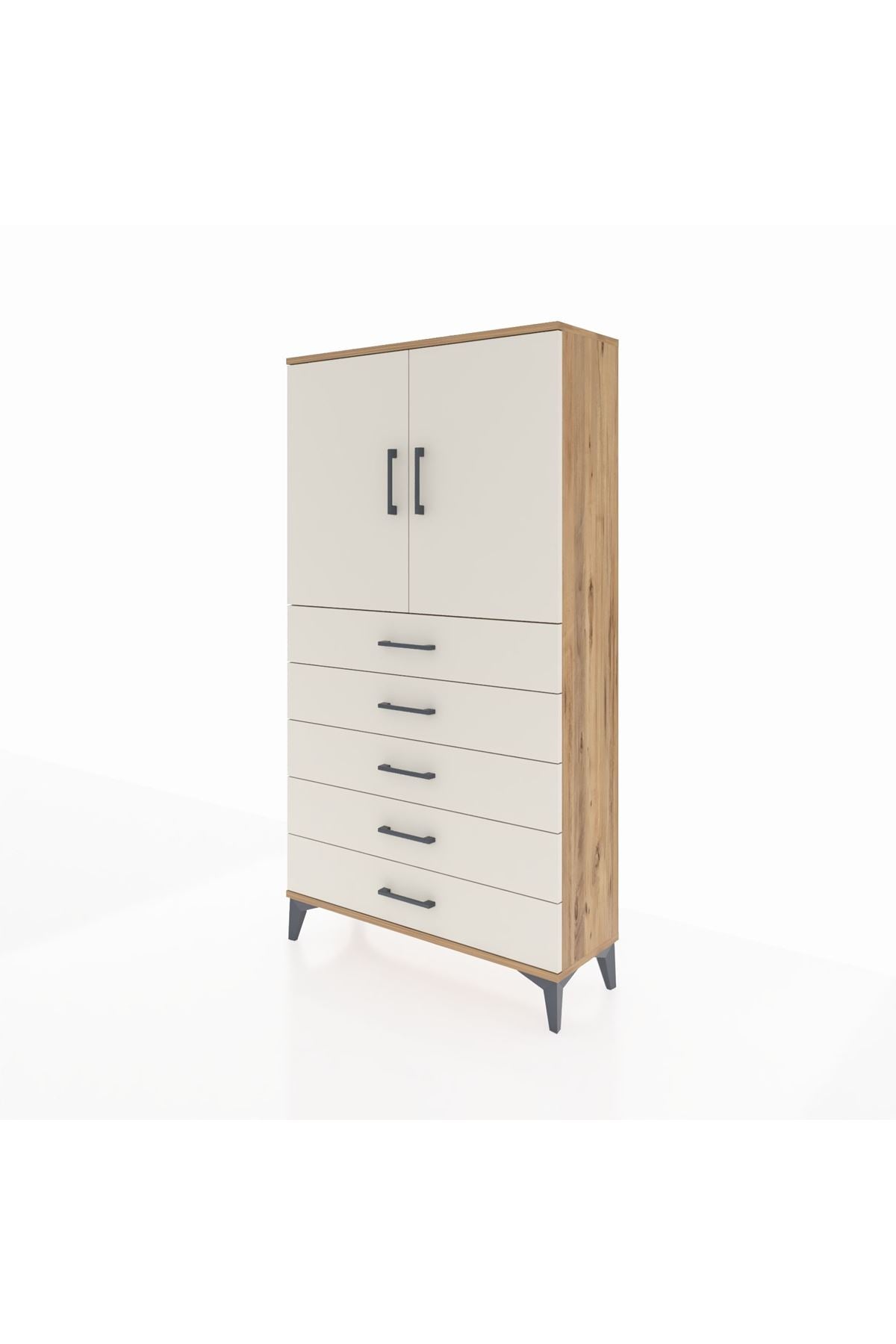 Arges Dolap 2 Raflı 5 Çekmeceli 2 Kapaklı 88x30x163 - S21M075V7A