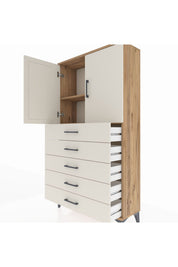 Arges Dolap 2 Raflı 5 Çekmeceli 2 Kapaklı 88x30x163 - S21M075V7A