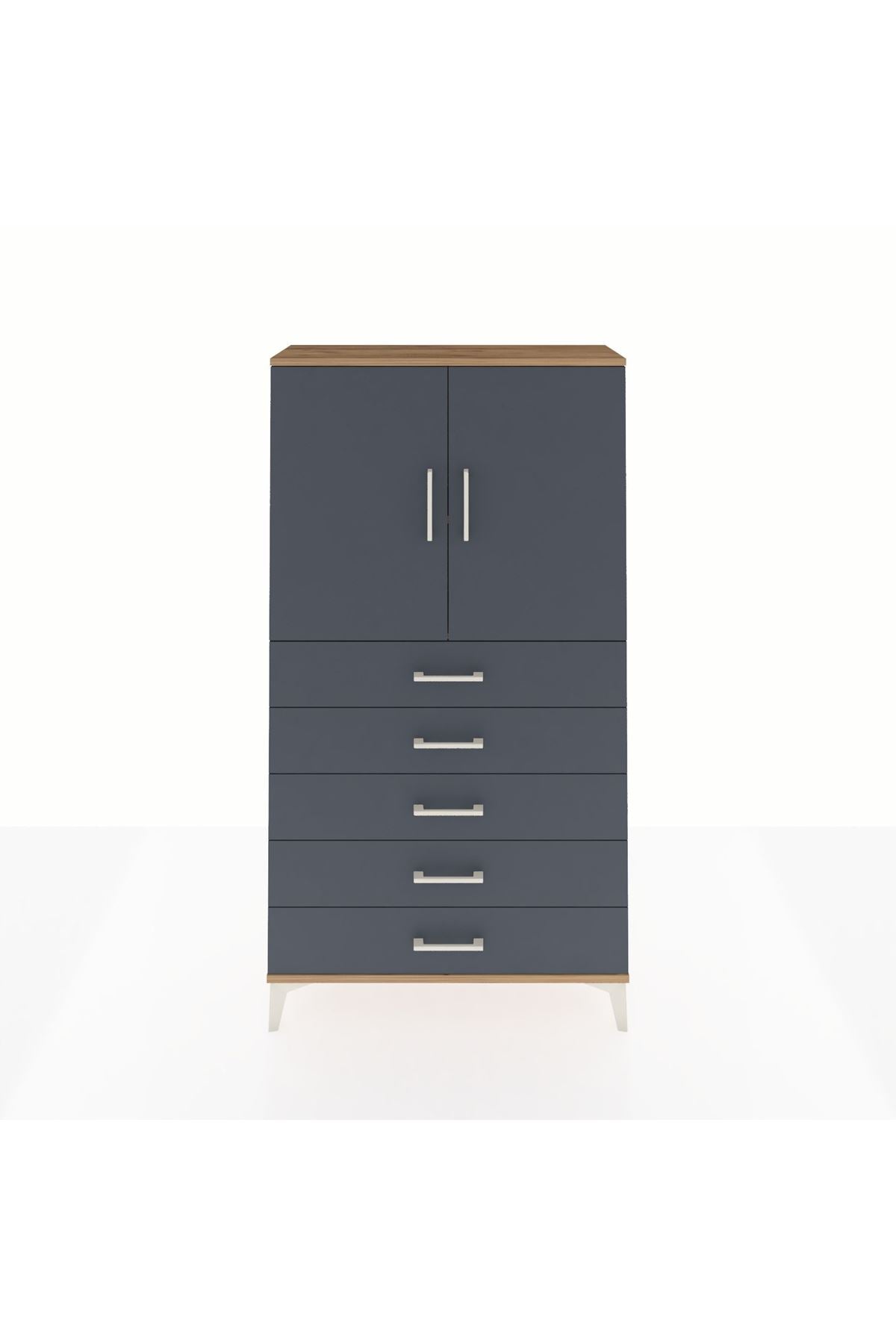 Arges Dolap 2 Raflı 5 Çekmeceli 2 Kapaklı 88x30x163 - S21M075V8A