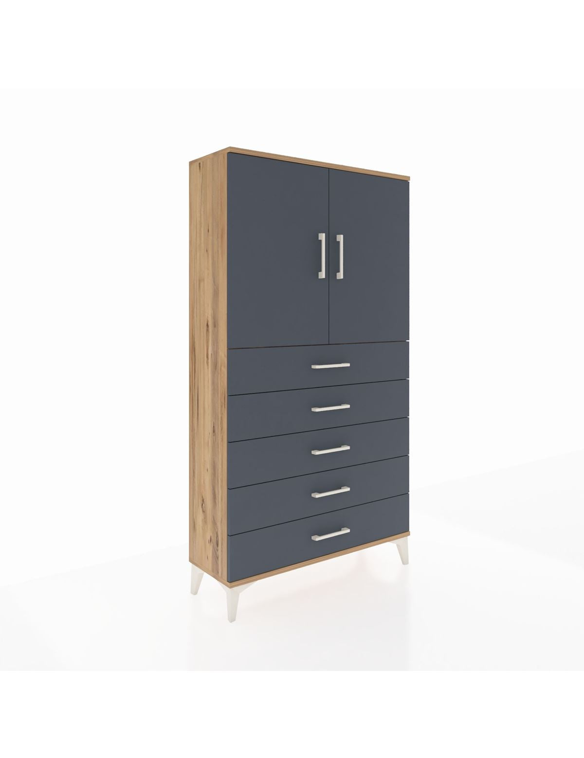 Arges Dolap 2 Raflı 5 Çekmeceli 2 Kapaklı 88x30x163 - S21M075V8A