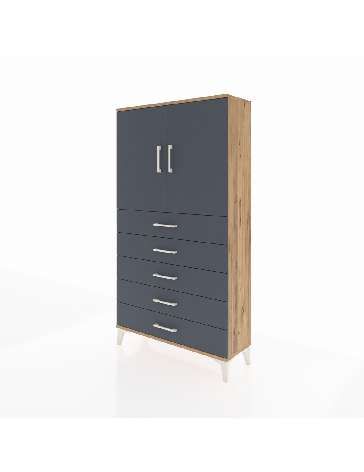 Arges Dolap 2 Raflı 5 Çekmeceli 2 Kapaklı 88x30x163 - S21M075V8A