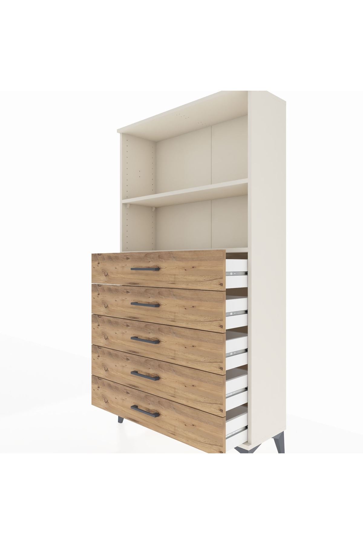 Arges Dolap 2 Raflı 5 Çekmeceli 88x30x163 - S21M076V3A