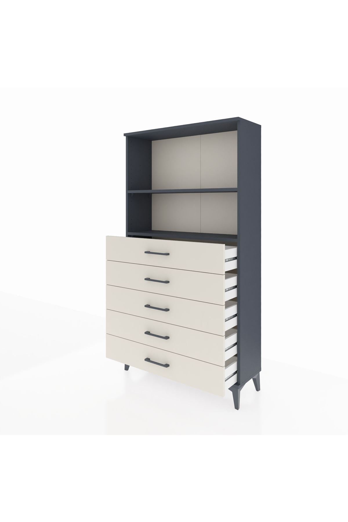 Arges Dolap 2 Raflı 5 Çekmeceli 88x30x163 - S21M076V4A