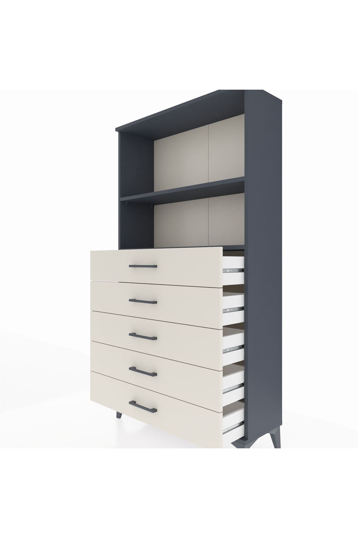 Arges Dolap 2 Raflı 5 Çekmeceli 88x30x163 - S21M076V4A
