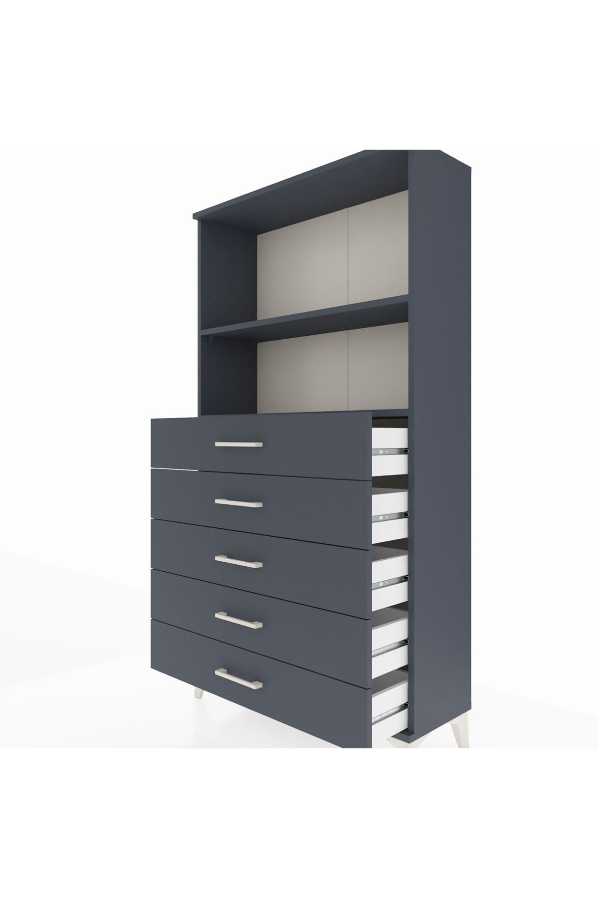 Arges Dolap 2 Raflı 5 Çekmeceli 88x30x163 - S21M076V5A