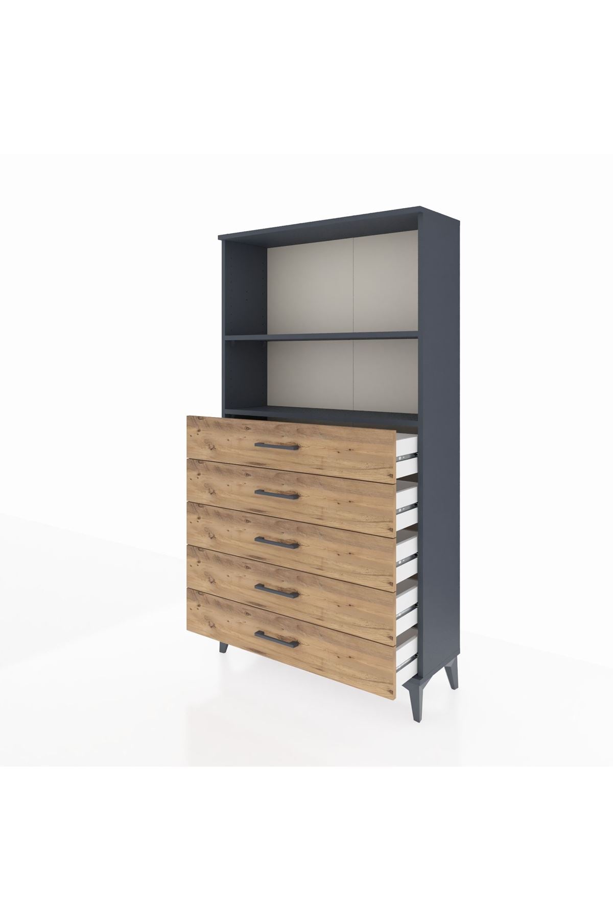 Arges Dolap 2 Raflı 5 Çekmeceli 88x30x163 - S21M076V6A