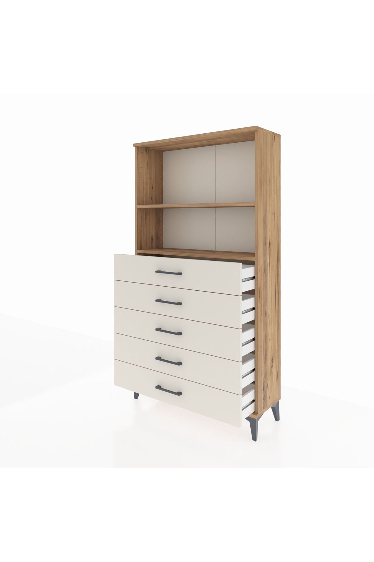 Arges Dolap 2 Raflı 5 Çekmeceli 88x30x163 - S21M076V7A