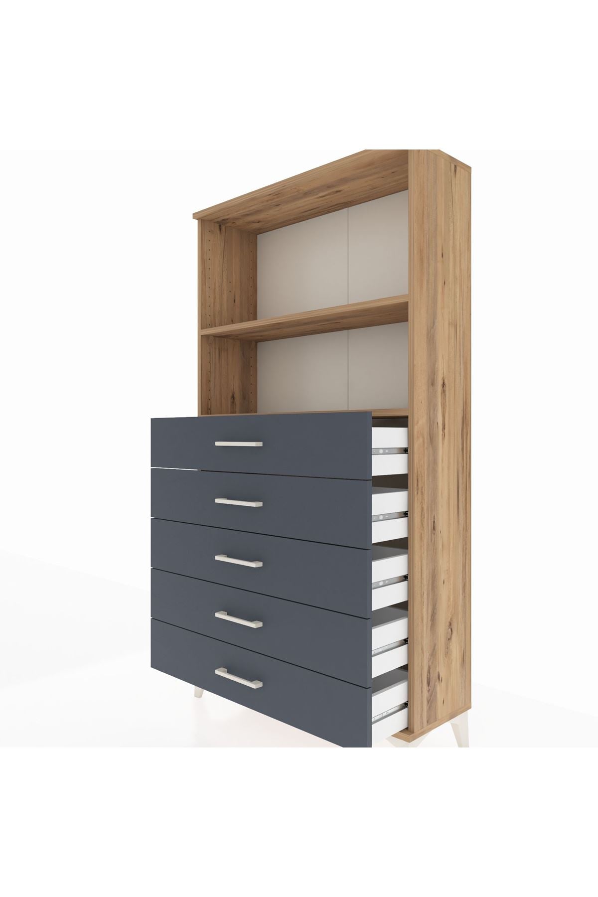Arges Dolap 2 Raflı 5 Çekmeceli 88x30x163 - S21M076V8A
