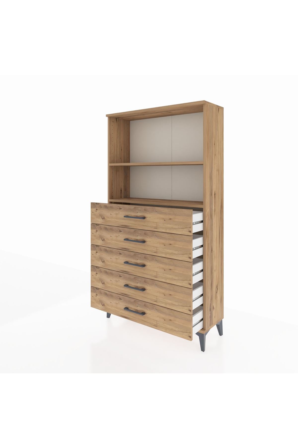 Arges Dolap 2 Raflı 5 Çekmeceli 88x30x163 - S21M076V9A