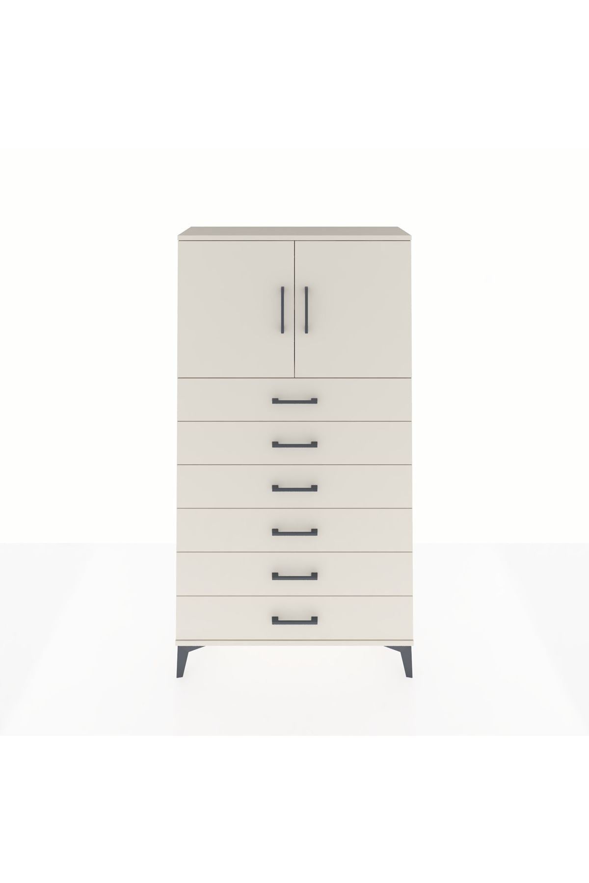 Arges Dolap 2 Raflı 6 Çekmeceli 2 Kapaklı 88x30x163 - S21M077V1A