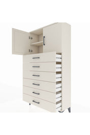 Arges Dolap 2 Raflı 6 Çekmeceli 2 Kapaklı 88x30x163 - S21M077V1A